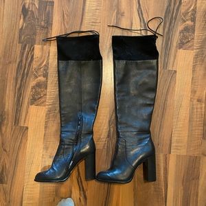 French connection over the knee black heeled boot